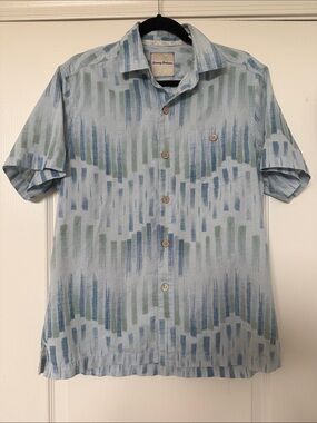 Tommy Bahama silk blend Blue Short-Sleeve Button-Down